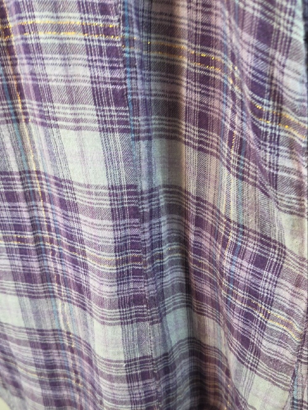 Relativity Lavender Plaid Ruffle-Front Button-Down Shirt - Picture 11 of 14